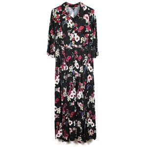 Torrid 1 3/4 Sleeve Button Front Dress Floral